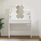 Masă de toaletă cu LED, alb, 96x40x142 cm