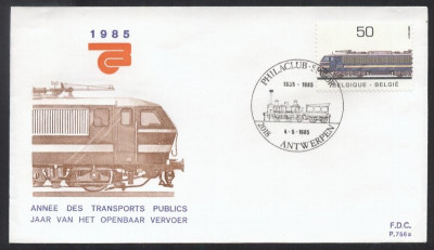 Belgium 1985 Trains, Railways, Locomotives, FDC K.361 foto