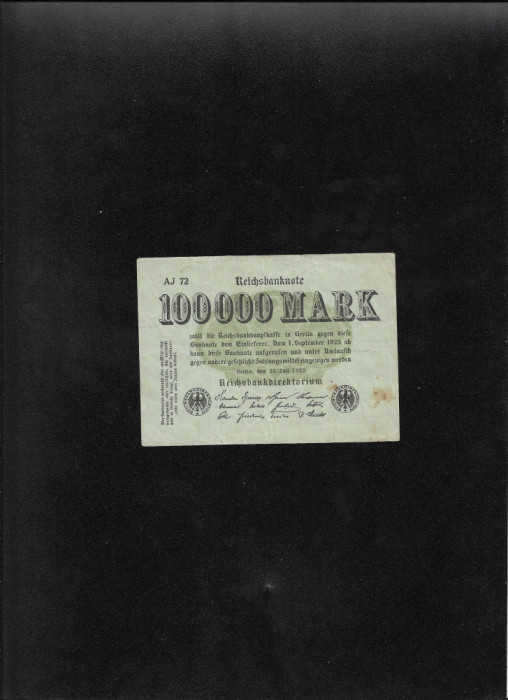 Germania 100000 100 000 marci mark 1923 o singura fata AJ