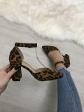 Sandale dama maro animal print cu toc mic marime 40+CADOU