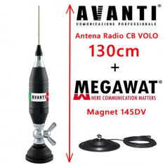 Antena Radio CB AVANTI Volo 130cm cu Magnet Megawat 145DV prindere fluture