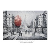 Tablou pictat manual, Peisaj parizian (3) - 90x60cm ulei in cutit efect 3D