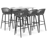 Cumpara ieftin Set mobilier de bar, 7 piese, alb si gri