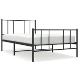 Cumpara ieftin Cadru pat metalic cu tablii de cap/picioare, negru, 90x190 cm