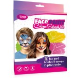 Set Vopsea Fata Copii Colour Splash Tytoo, 12 Culori, 2 Sclipici, Pensule &amp; Bureti. Profesionala, Testata Dermatologic