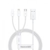 Cablu Incarcare USB-A - Lightning / microUSB / USB-C Baseus Superior 3in1 Series, 20W, 0.5m, Alb, Apple