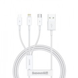 Cablu Incarcare USB-A - Lightning / microUSB / USB-C Baseus Superior 3in1 Series, 20W, 0.5m, Alb, Apple