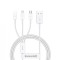 Cablu Incarcare USB-A - Lightning / microUSB / USB-C Baseus Superior 3in1 Series, 20W, 0.5m, Alb
