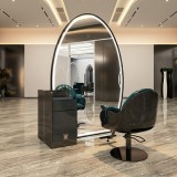 Konsola konsoleta fryzjerska barberska kosmetyczna lustro LED 220x150 PRO dwustronne czarne