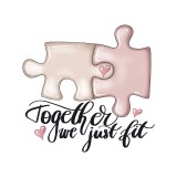 Cumpara ieftin Sticker decorativ Puzzle Togheter we just fit , Roz, 57 cm, 3433ST, Oem