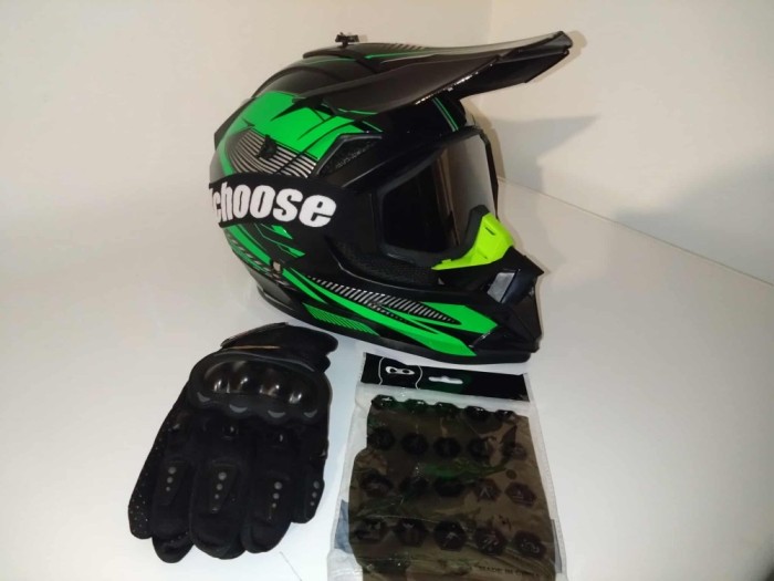 Set casca enduro+Ochelari+Manusi+Cagula marimea L(59-60cm)