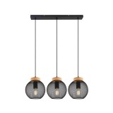Cumpara ieftin Suspensie Industrială Matroz SP3 Klausen 3xE27 Lemn și Metal Negru 120x65x20 cm - Corp de Iluminat Modern pentru Dining, Living sau Bucătărie Loft