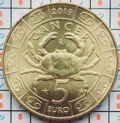 San Marino 5 Euro (Cancer) 2019 UNC - tiraj 16.000 - km 582 - A039 foto