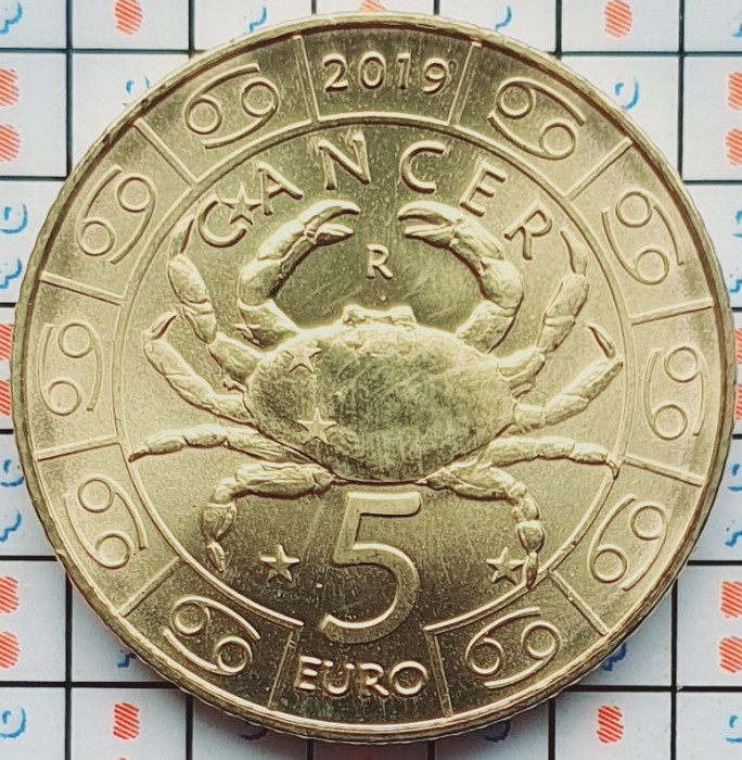 San Marino 5 Euro (Cancer) 2019 UNC - tiraj 16.000 - km 582 - A039