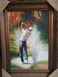 Ulei pe p&acirc;nză jucătorul de golf, Scene gen, Realism