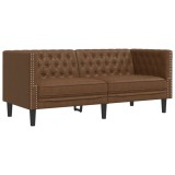 Cumpara ieftin Canapea Chesterfield cu 2 locuri maro piele intoarsa ecologica