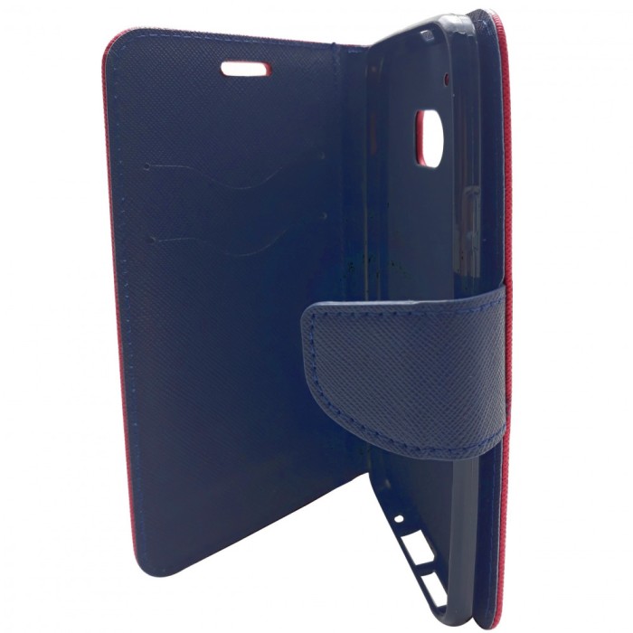 Husa tip carte Fancy Book rosu cu bleumarin pentru HTC 10 Lifestyle