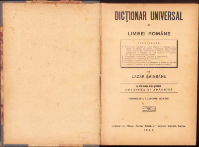 HST C3976N Dicționar universal al limbei rom&amp;acirc;ne de Lazăr Șăineanu 1922 foto