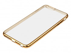 Husa Carcasa de Protectie pentru Telefon Smartphone iPhone 7 Plus, Transparenta cu Margini pe Auriu foto