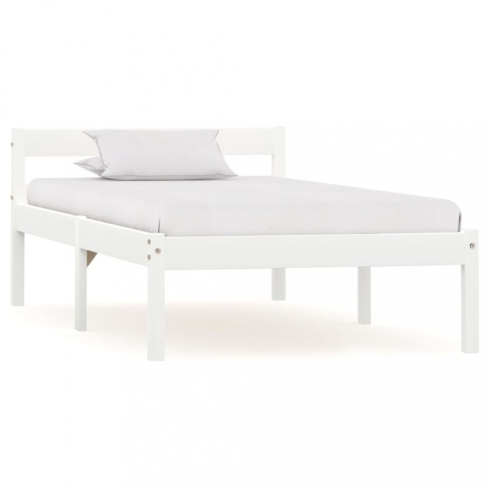 vidaXL Cadru de pat, alb, 90 x 200 cm, lemn masiv de pin