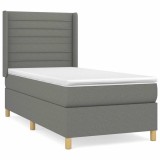 Cumpara ieftin Pat box spring cu saltea, gri inchis, 100x200 cm, textil