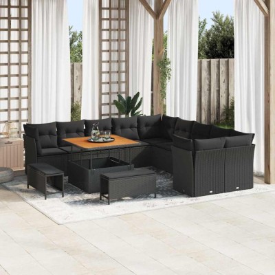 vidaXL Set de canapele pentru grădină 13 pcs Negru 100 x 100 x 71 cm 3363484 foto
