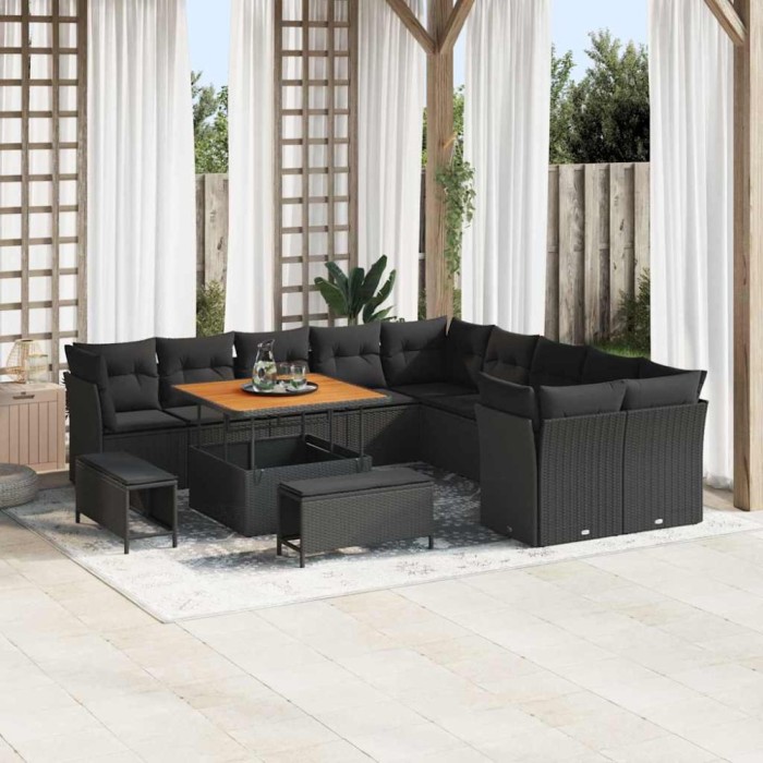 vidaXL Set de canapele pentru grădină 13 pcs Negru 100 x 100 x 71 cm 3363484