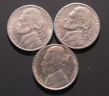 5 centi SUA - 1981 P, 1996 D, 1999 P, America de Nord
