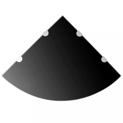vidaXL Rafturi de colț cu suporturi crom 2 buc. negru 45x45 cm sticlă foto