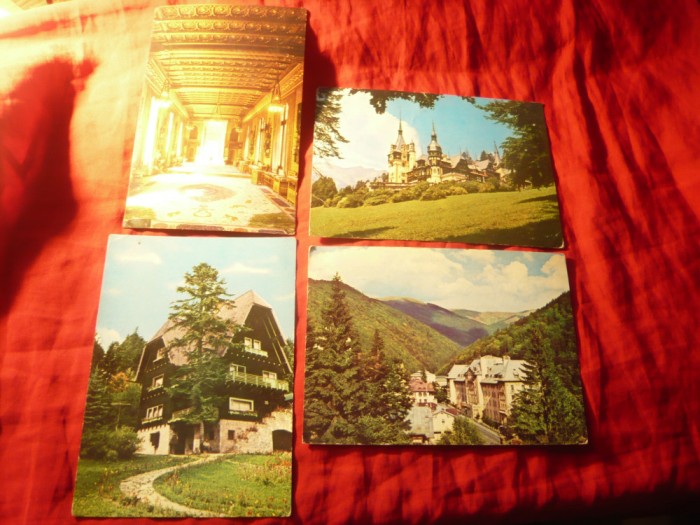 4 Ilustrate Sinaia &#039; 71 - Vila ,&#039;72 Sala Maura Peles ,&#039;76 Peles ,79 Hotel Palas