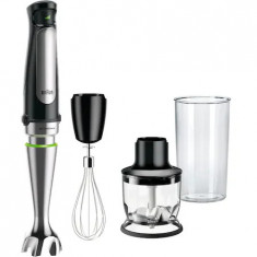 Mixer vertical Braun MQ7025X, 1000 W, Pahar gradat 0.6 l, Tocator 0.35l, Tel, viteza variabila, Negru