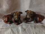Doi dragoni caini Foo China bronz vechi, Animale, Asia