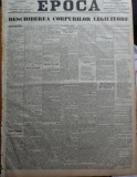 Ziarul Epoca, 16 Noiembrie 1899 ; Deschiderea corpurilor legiuitoare