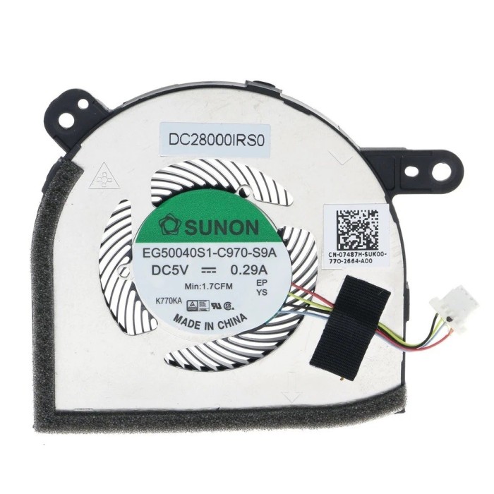 Cooler Laptop 2-in-1, Dell, Latitude 12 5280, 5285, 5290, Tablet, 7487H, 07487H, DFS1503058R0T-FJ30, DC28000IRF0, EG50040S1-C970-S9A, DC28000IRS0, 5V,
