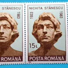 TIMBRE ROMANIA LP1311/1993 60 ani nasterea lui Nichita Stanescu -Pereche -MNH