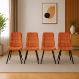 Set 4 scaune Cieza pentru bucatarie si living, catifea aramie, metal negru