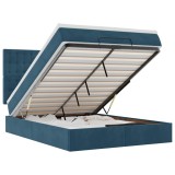 Cumpara ieftin Cadru pat otoman cu saltele Albastru inchis 140x190cm catifea