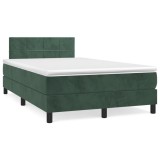 Cumpara ieftin Gossi pat box spring cu saltea, verde inchis, 120x190 cm, catifea