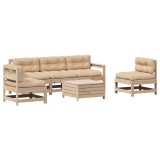 Set mobilier de gradina cu perne, 6 piese, lemn masiv de pin