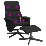 Cumpara ieftin Scaun rabatabil cu taburet, negru, material textil