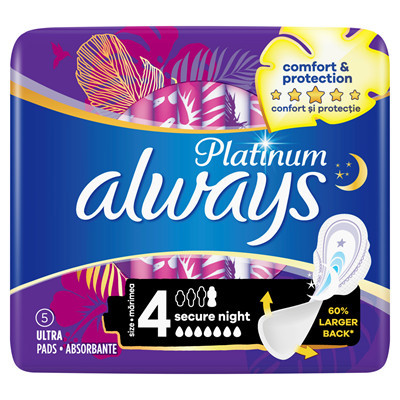 Absorbante Pentru Timpul Noptii, Always, Platinum, Numarul 4, 5 bucati foto