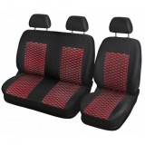 Huse pentru CITROEN JUMPER Van Negru Cusatura Rosu Piele Textile