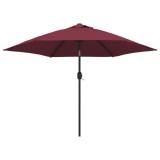 Cumpara ieftin Umbrela de soare cu LED-uri si stalp otel, rosu bordo, 300 cm