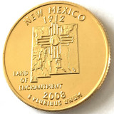 AMERICA QUARTER 1/4 DOLLAR 2008 LITERA D.(Simbolul soarelui Zia - NEW MEXICO), America de Nord, Cupru-Nichel
