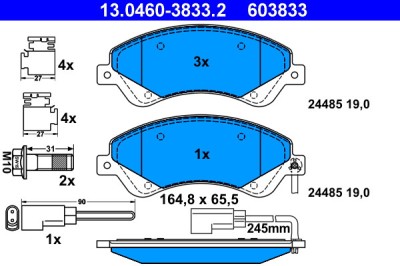 ATE 13.0460-3833.2 set placute frana,frana disc foto