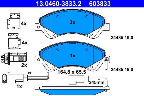 ATE 13.0460-3833.2 set placute frana,frana disc