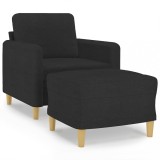 Cumpara ieftin Fotoliu canapea cu taburet, negru, 60 cm, material textil