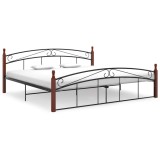VidaXL Cadru de pat, negru, 200x200 cm, metal și lemn masiv de stejar