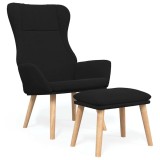 Cumpara ieftin Scaun de relaxare cu taburet, negru, textil