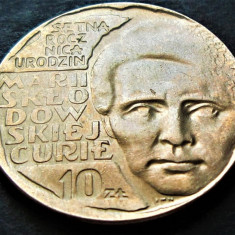 Moneda comemorativa 10 ZLOTI - POLONIA, anul 1967 *cod 939 = MARIE CURIE rara